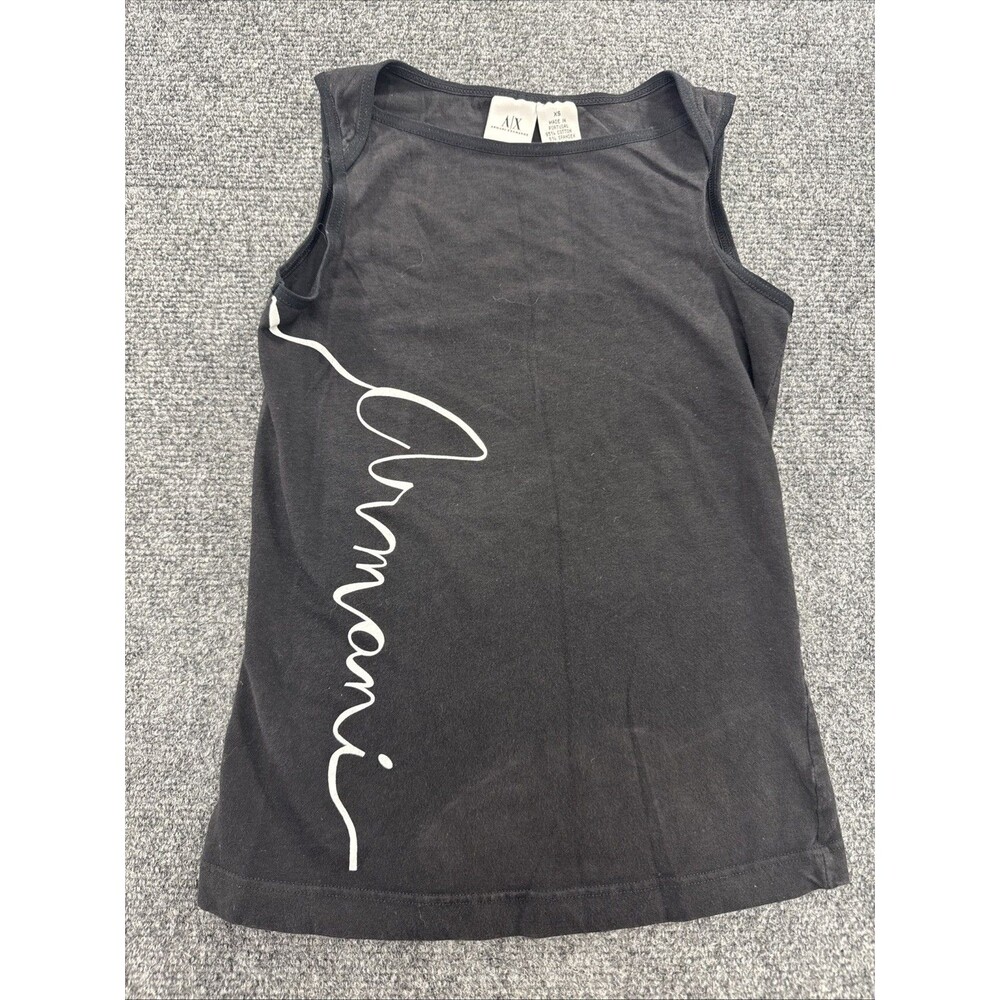 Armani Exchange A|X Womens Tank Top XS Black White Logo Sleeveless Stretch